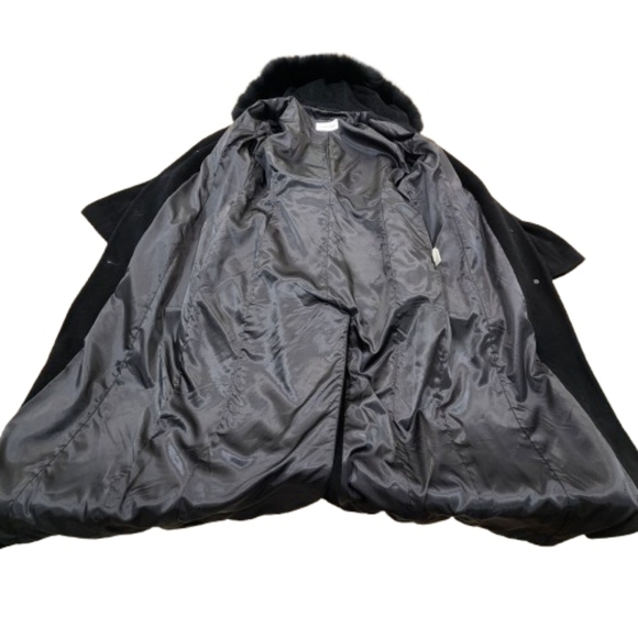 Calvin Klein,Vintage,Maxi Coat, Angora Blend,Black Genuine Fox Fur, Womens M - Picture 6 of 9